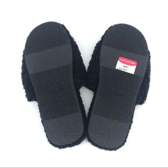 Vince Kalina Black Shearling Slipper Slides Open Toe Size 8 - Picture 8 of 9